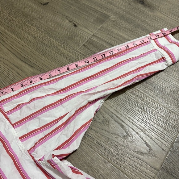 J Crew Poplin Shirt Top Pink White Stripe Relaxed Fit Washed Cotton Sz 20 Preppy - Picture 9 of 11